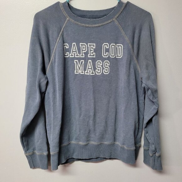 American Eagle Sweatshirt Distressed Cape Cod Blue Womens XS Crew Neck - Picture 1 of 8